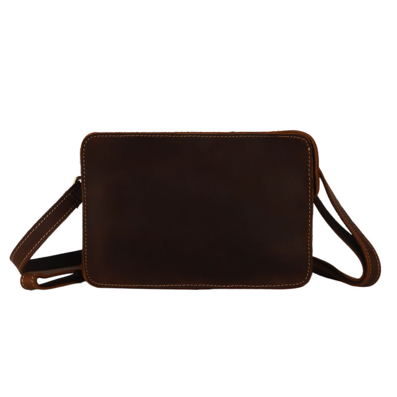 Men's Leather Horizontal Top Layer Cowhide Crazy Horse Craft Men's Handbags
