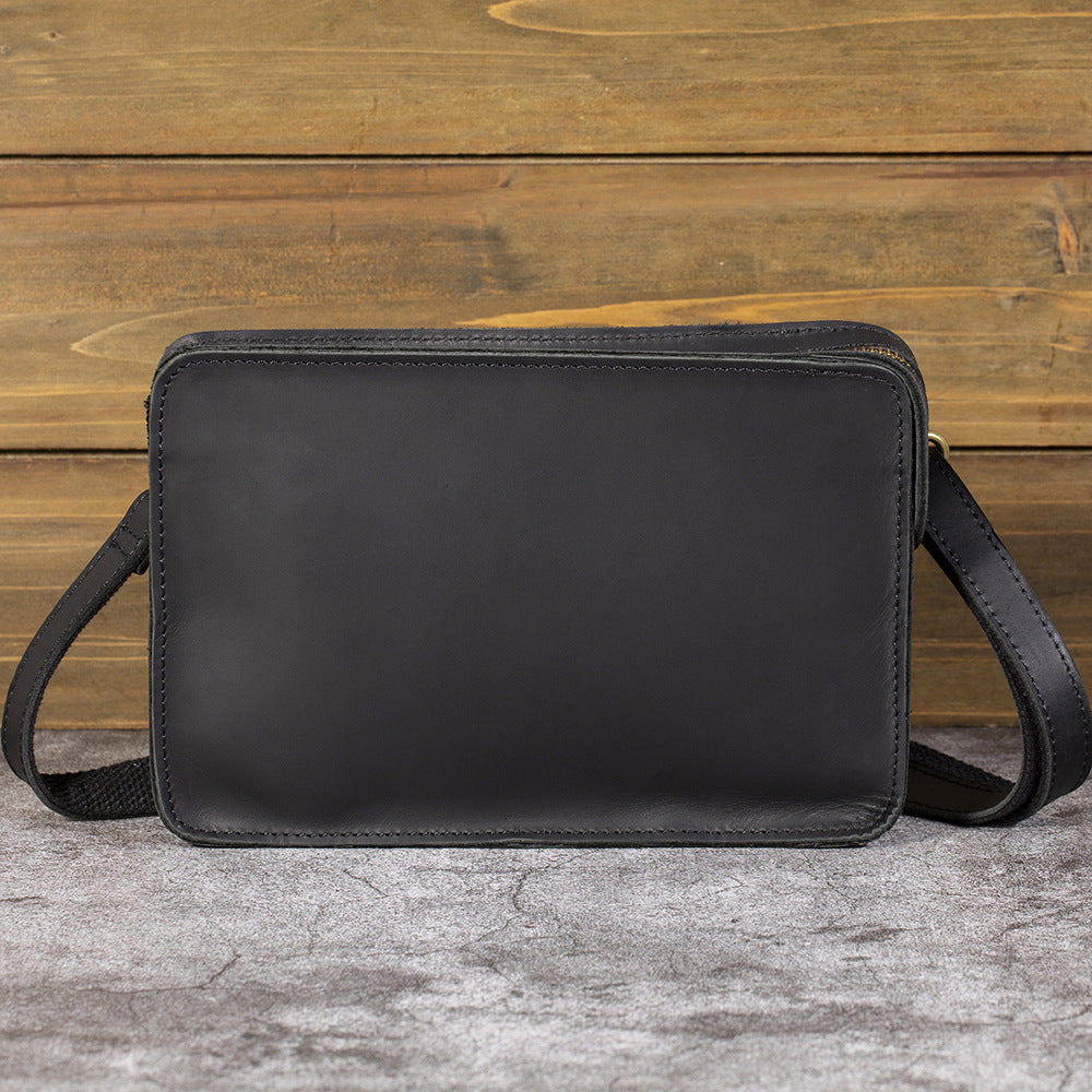 Men's Leather Horizontal Top Layer Cowhide Crazy Horse Craft Men's Handbags