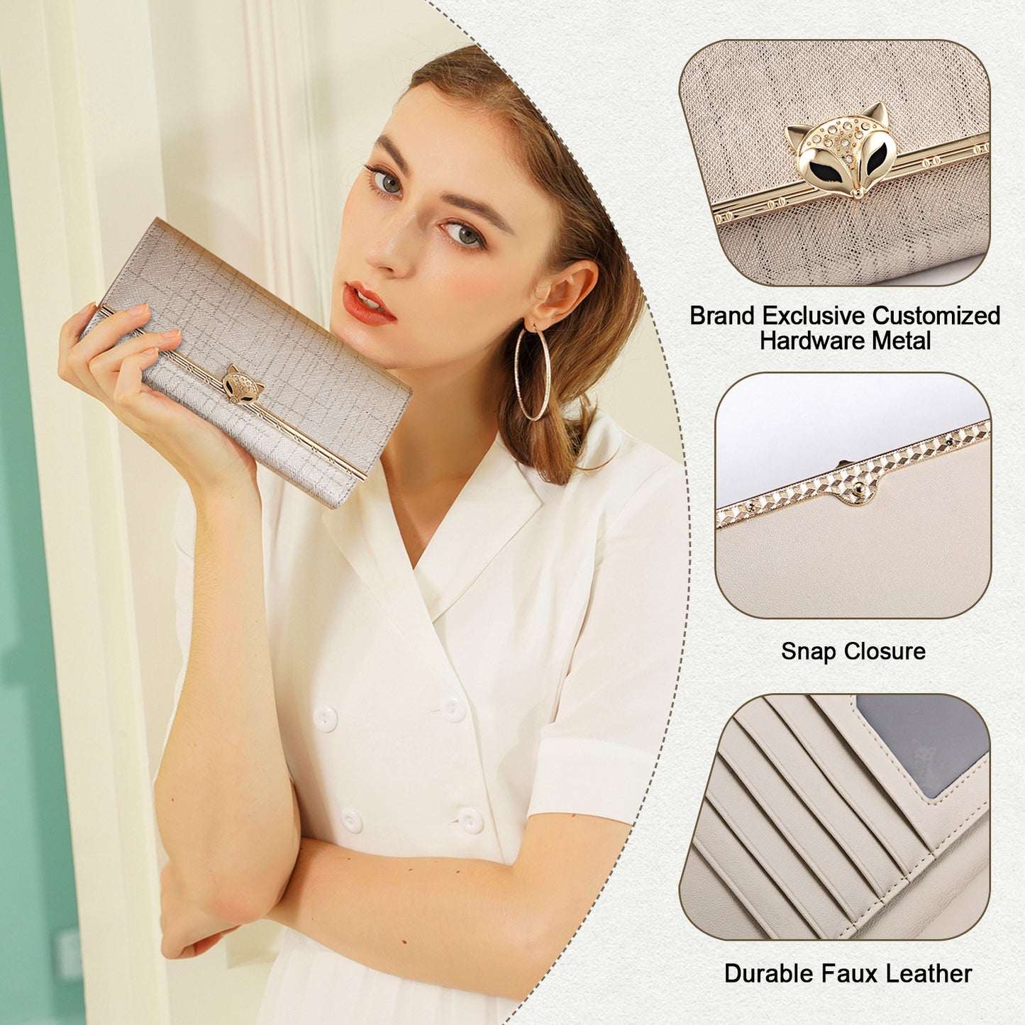 Women's Long Cowhide Large Capacity Fashion Korean Ladies Wallets