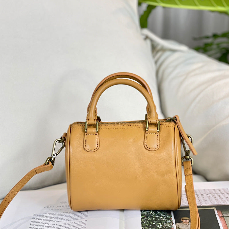 Women's Vintage Genuine Leather Commuter Boston Round Crossbody Bags