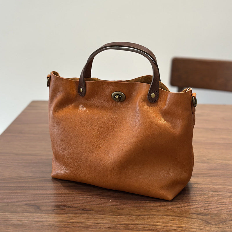 Women's Vegetable Tanned Leather Top Layer Genuine Portable Bags