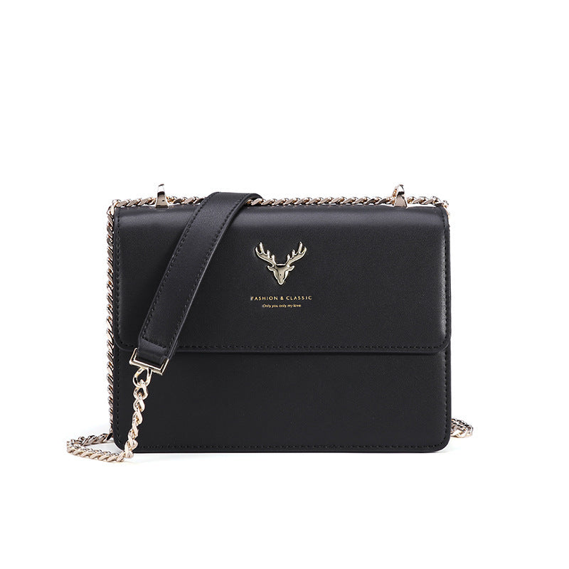 Women's Fashion Deer Head Genuine Leather Chain Shoulder Bags
