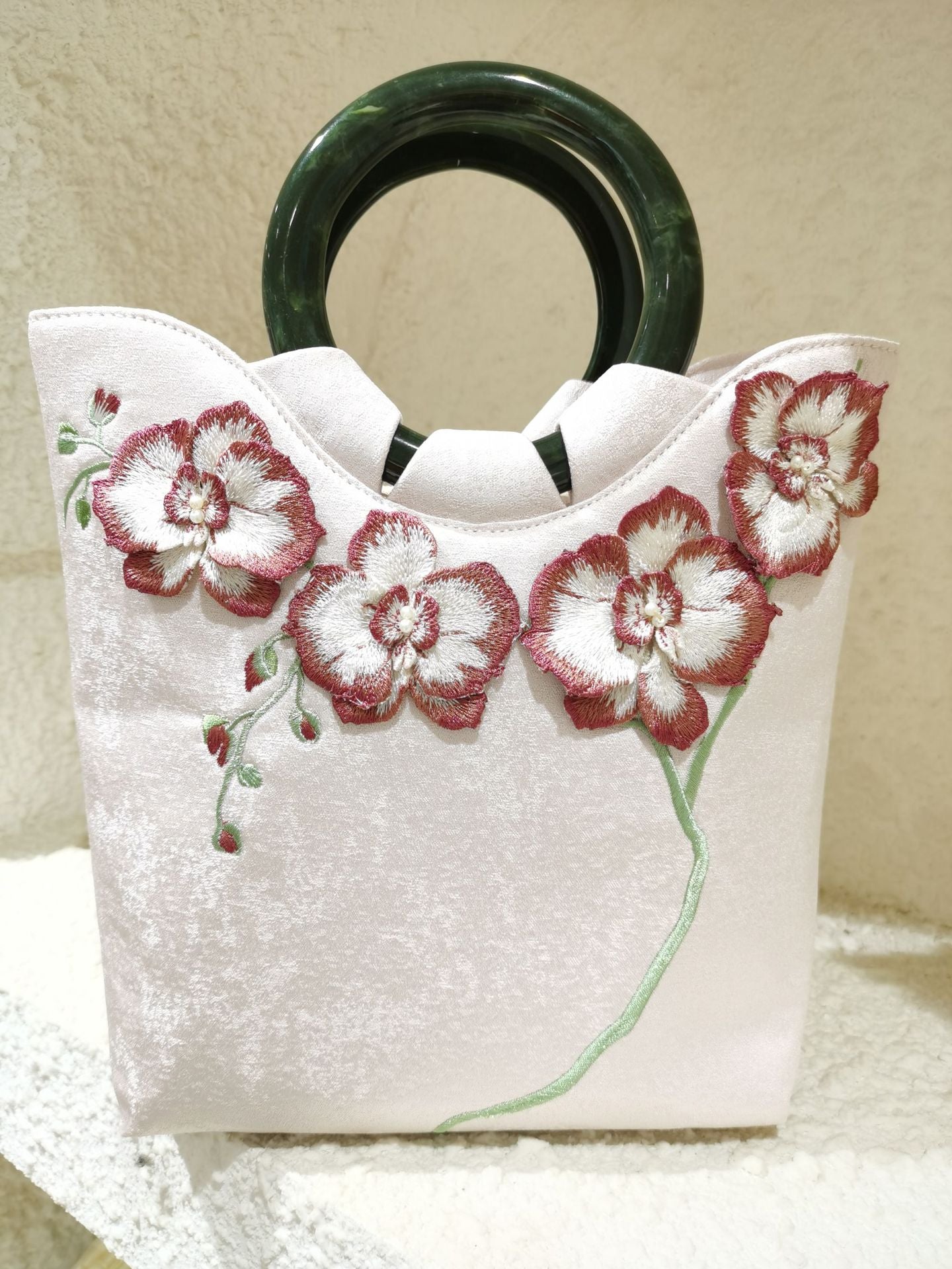 Flower Room Wine Embroidered Chinese Style Bags