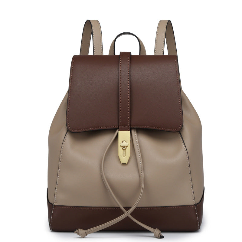 Women's Textured Female Lady Large Capacity Leather Backpacks