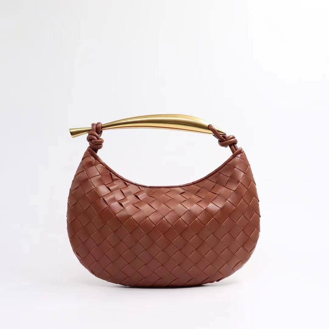 Pleated Cowhide Woven Large Capacity White Handbags
