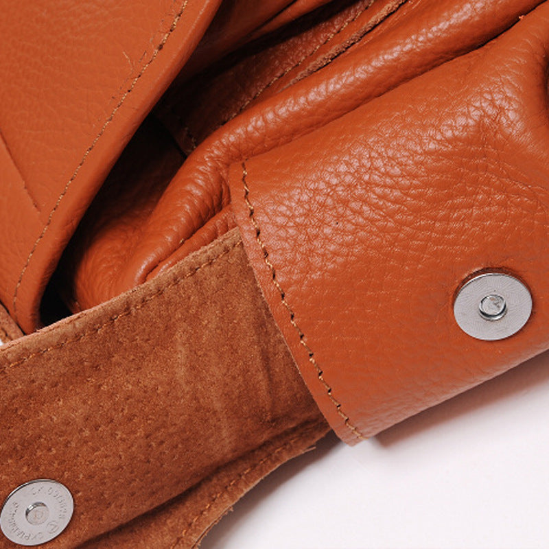 Women's Fashionable Simple Cowhide Motorcycle Top Layer Bags