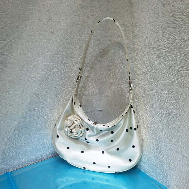 Women's Design Vintage Satin Selenodont Rose Flower Armpit Bags