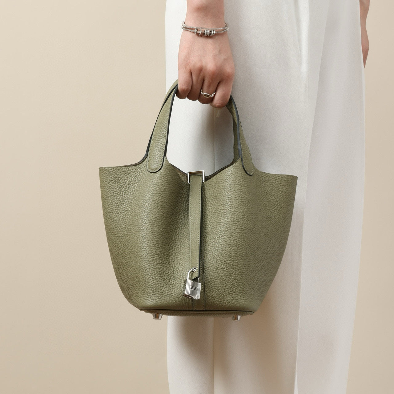 Cowhide Wax Line Vegetable Basket Layer Lychee Bucket Bags