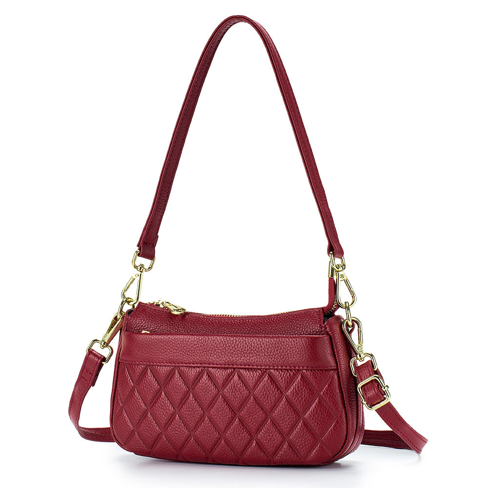 Women's Soft Leather Mother Fashionable Diamond Top Crossbody Bags