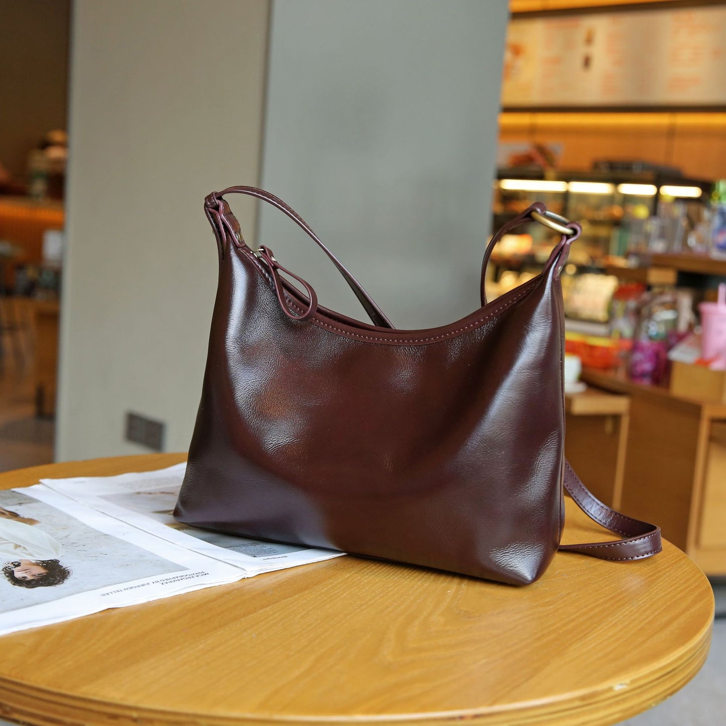 Women's Vegetable Tanned Leather Cowhide Minority Simple Crossbody Bags