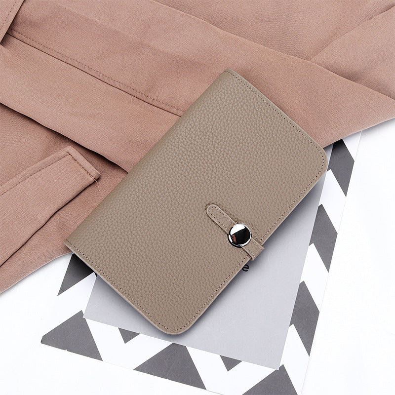 Women's Cowhide Inside Outside Long Clutch Large Ladies Wallets