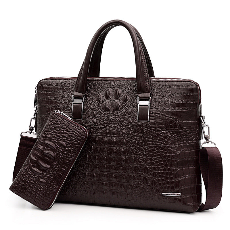 Men's Business File Fashion Crocodile Pattern Large Men's Handbags