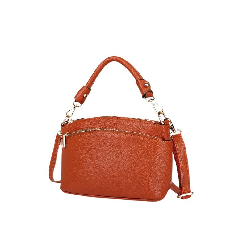 Women's Layer Cowhide Leather Fashion Shell Clear Crossbody Bags
