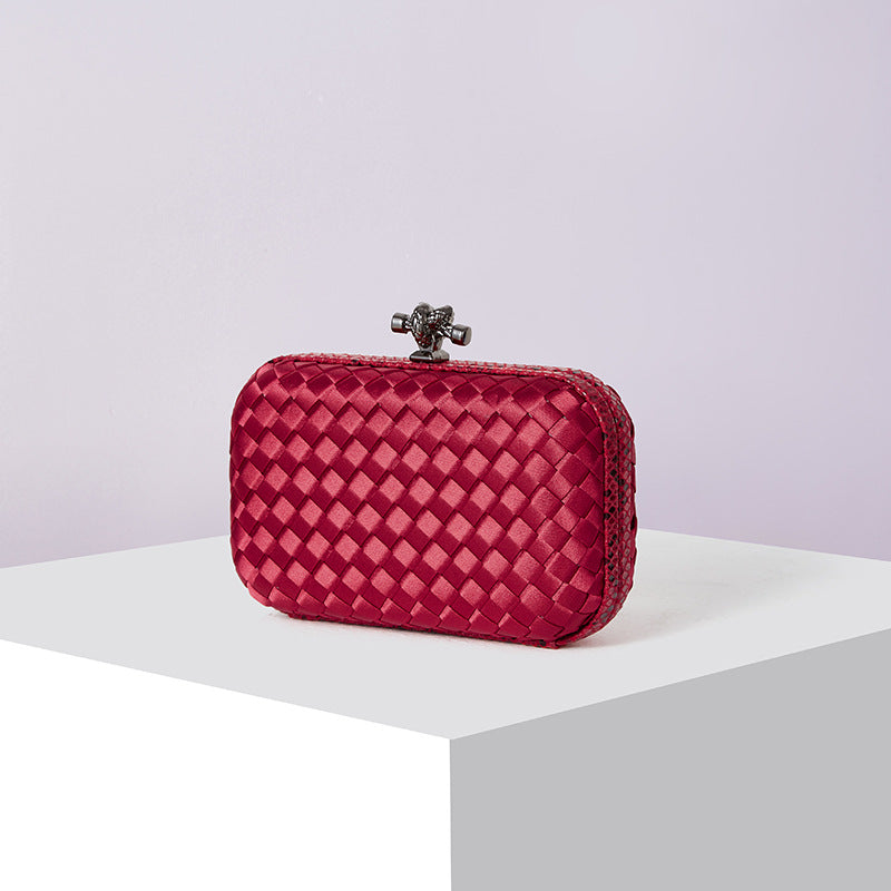 Women's Silk Hand-woven Simplicity Dinner Chain Pouch Evening Bags