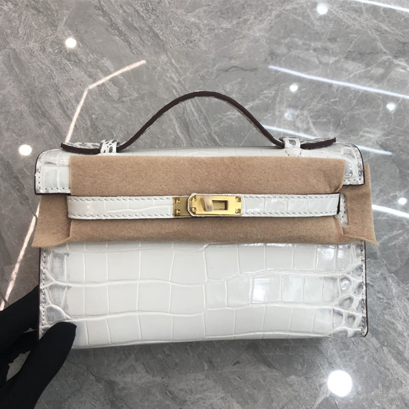 Women's Crocodile Pattern Generation Kelly Cow Leather Shoulder Bags