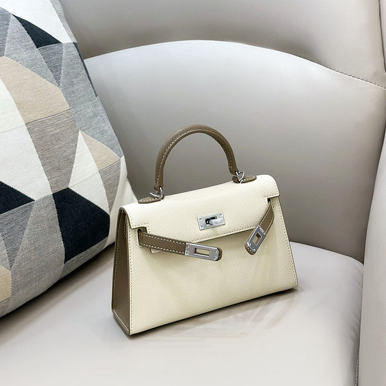 Women's High-grade Contrast Color Cowhide Kelly Fashion Shoulder Bags