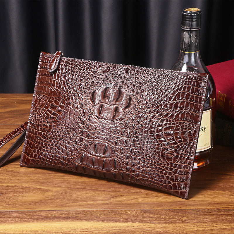 Men's Silicone Leather Crocodile Pattern Large Business Thin Body Men's Handbags