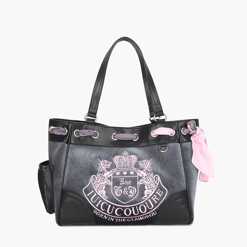 Women's Retro Fashionable Hot Embroidery Contrast Color Handbags
