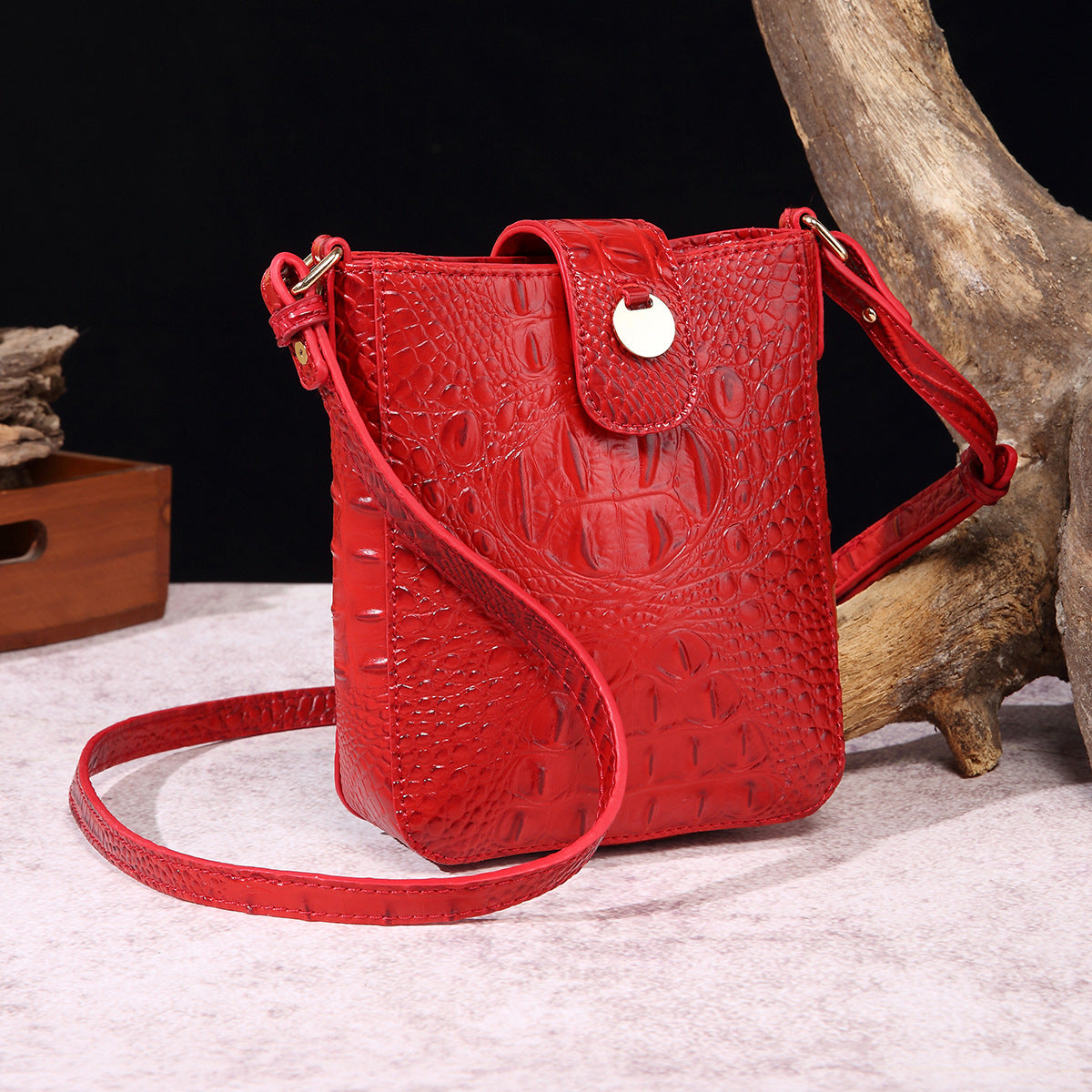 Vintage Cell Clutch Brahmin Crocodile Pattern Crossbody Bags