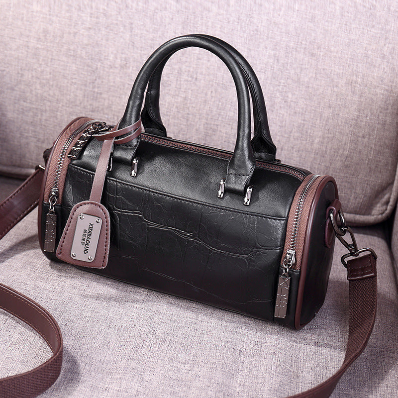 Women's Retro Motorcycle Style Portable Pillow Round Handbags