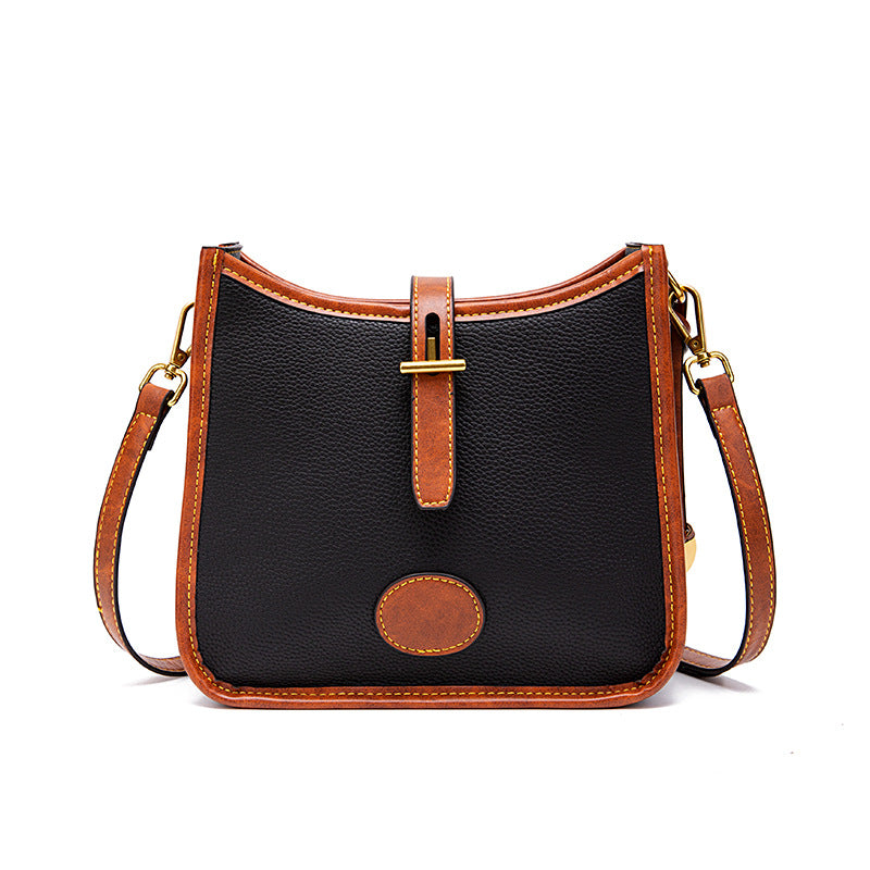Women's Fashion Retro Grain Pebble Pattern Contrast Crossbody Bags