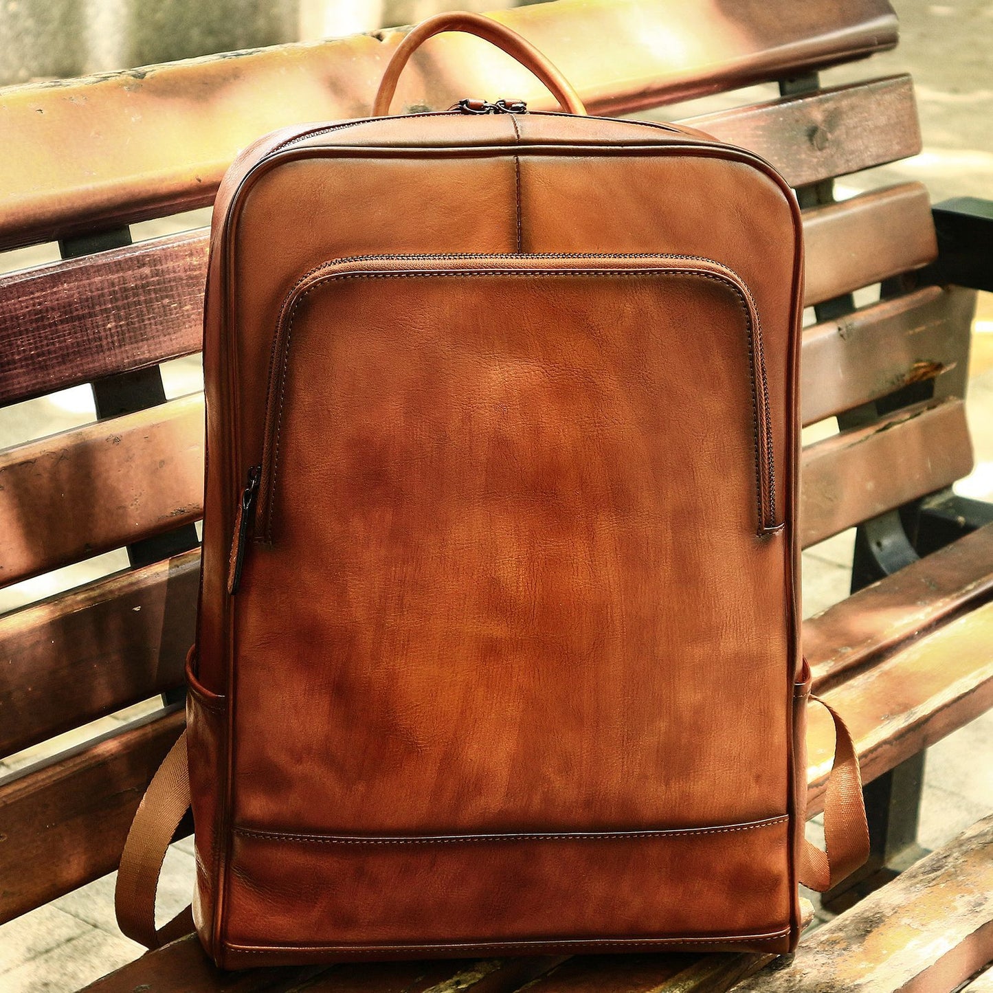 Men's Leather Retro Crazy Horse Inch Computer Backpacks