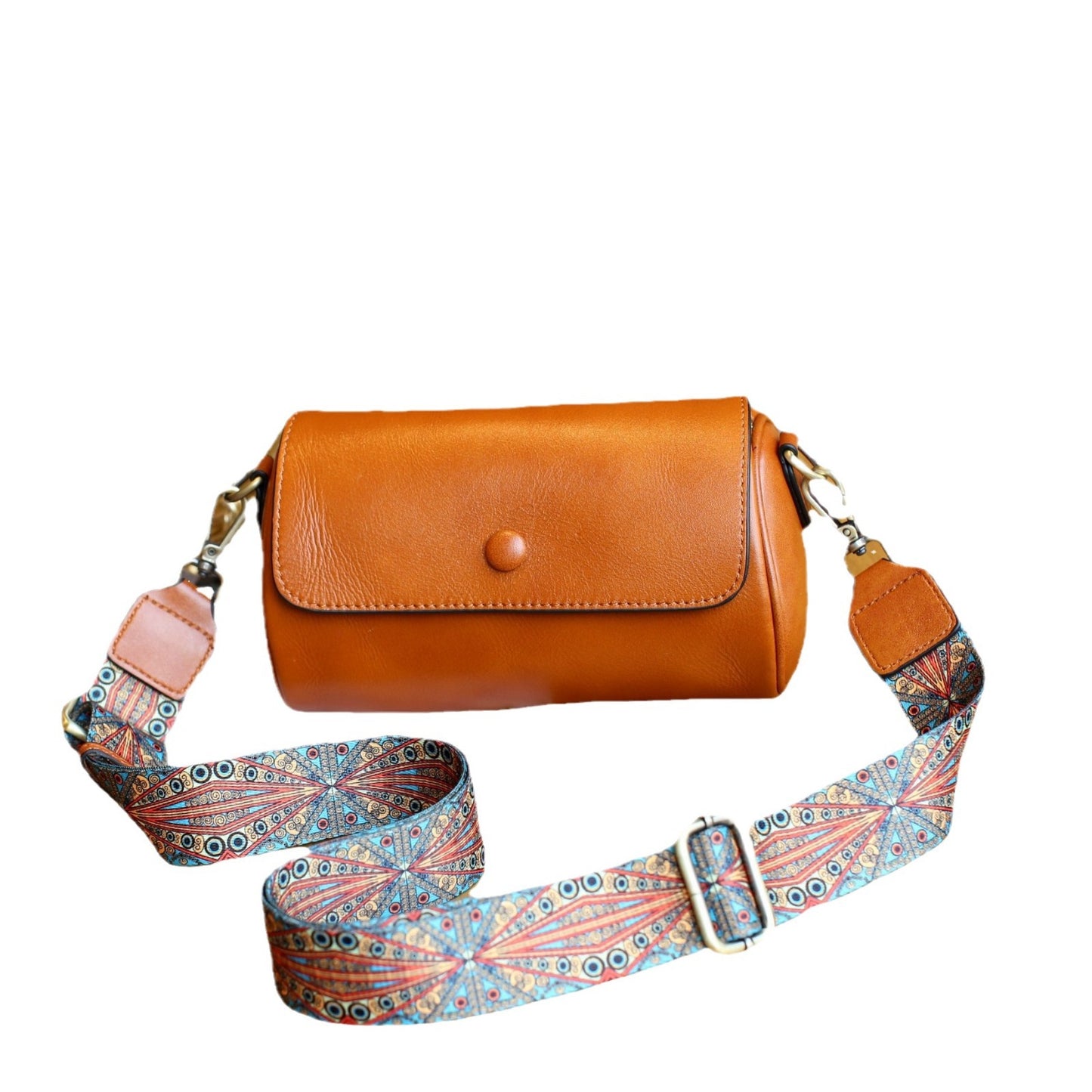 Women's Vegetable Tanned Leather Cowhide Round Simple Stylish Shoulder Bags