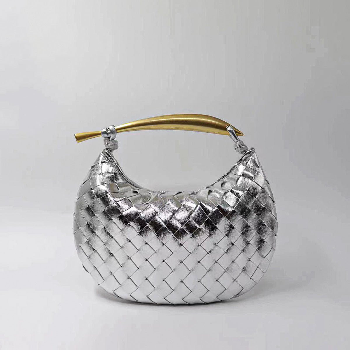 Pleated Cowhide Woven Large Capacity White Handbags