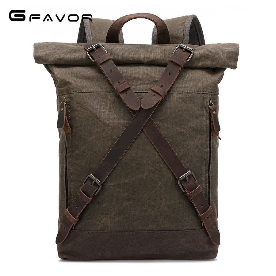 Men's Retro Waterproof Oil Wax Canvas Crazy Backpacks
