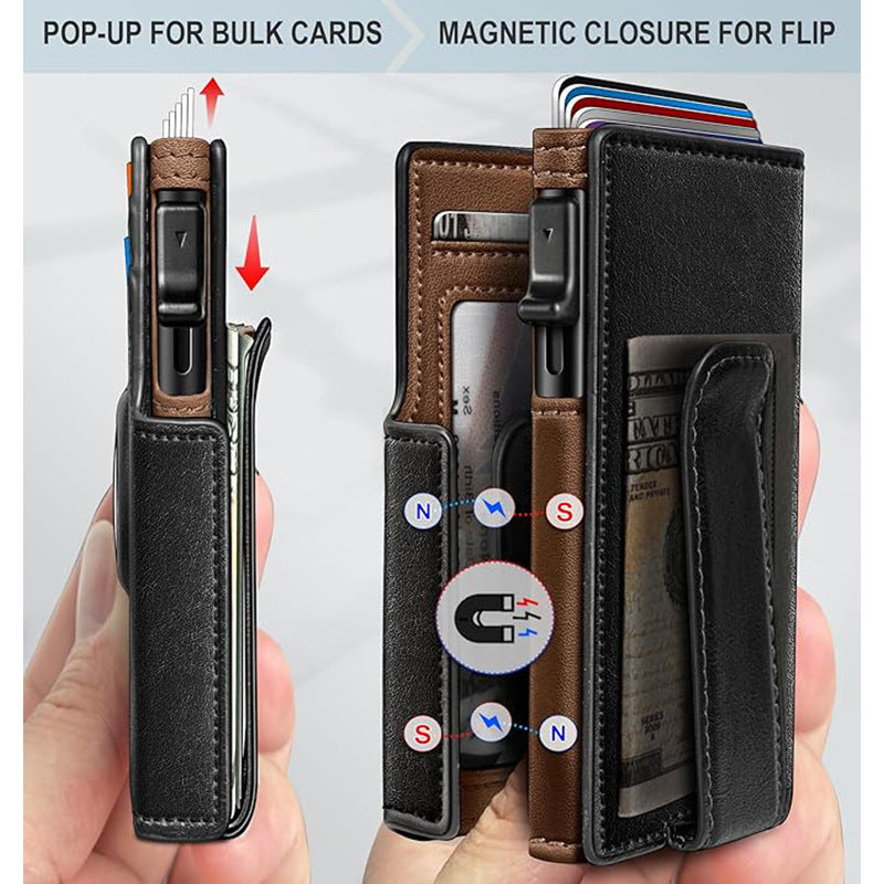 Men's Magnetic Flip Contrast Color Large Capacity Men's Wallets
