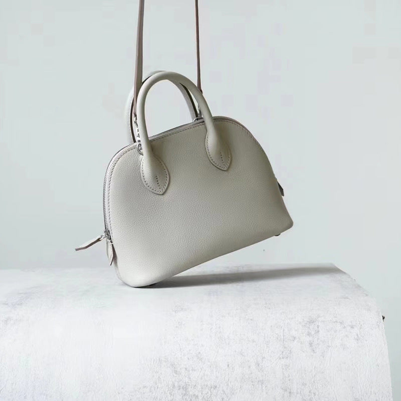 Half Wax Line Cowhide Mini Bowling Little Shell Crossbody Bags