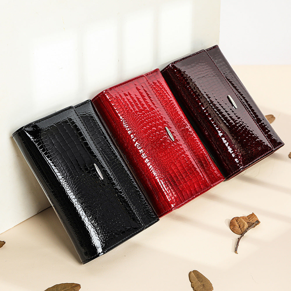 Women's Leather High-grade Patent Large Capacity Multifunctional Ladies Wallets