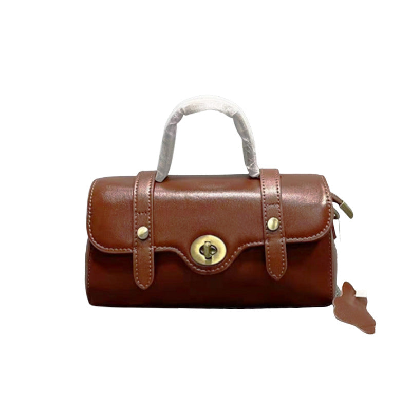 Women's Tanned Leather Cowhide Cambridge Fashion Vintage Crossbody Bags