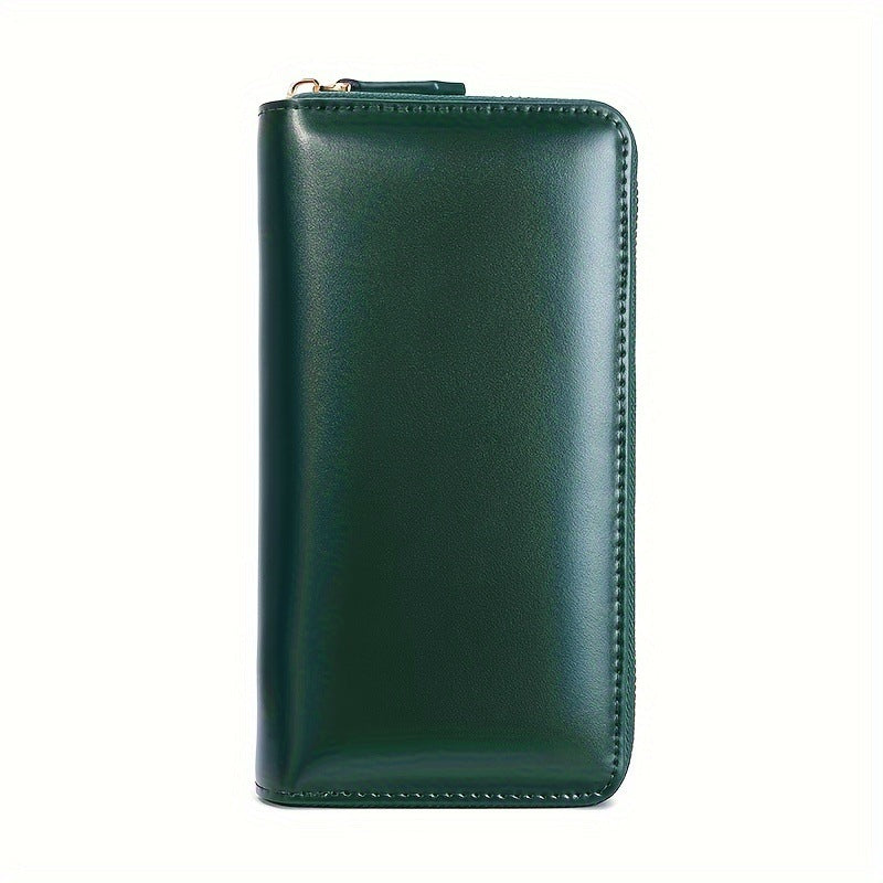 Women's Cowhide Long Storage Clutch Zipper File Men's Wallets