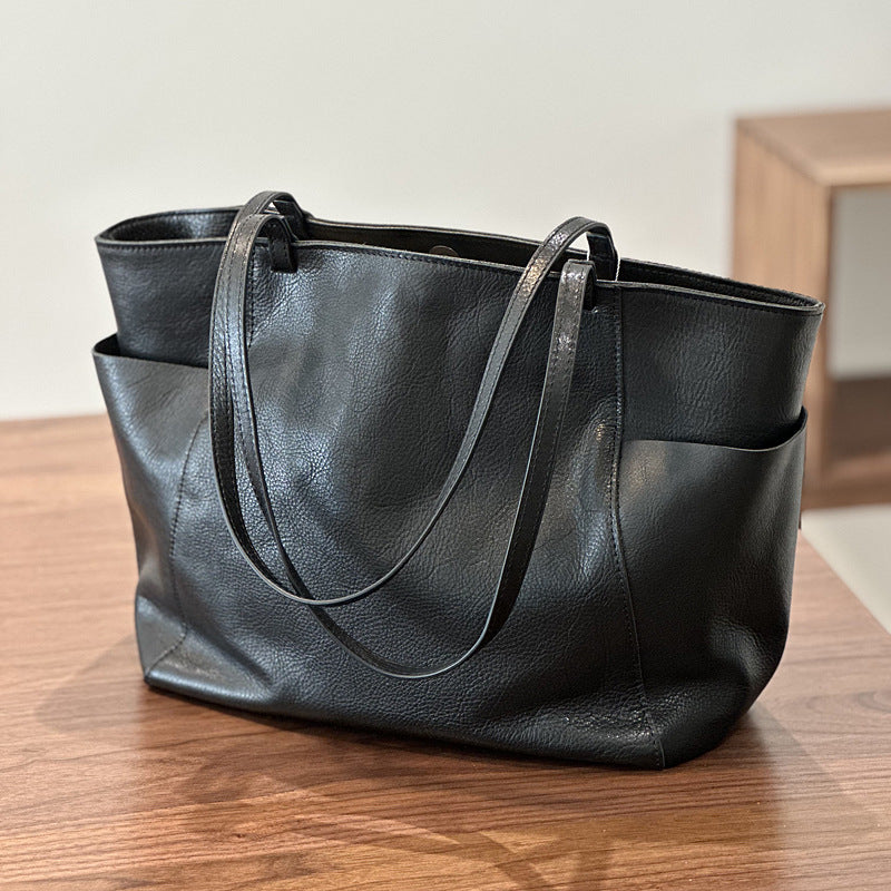 Women's Practical Genuine Leather Large Vegetable Tanning Shoulder Bags