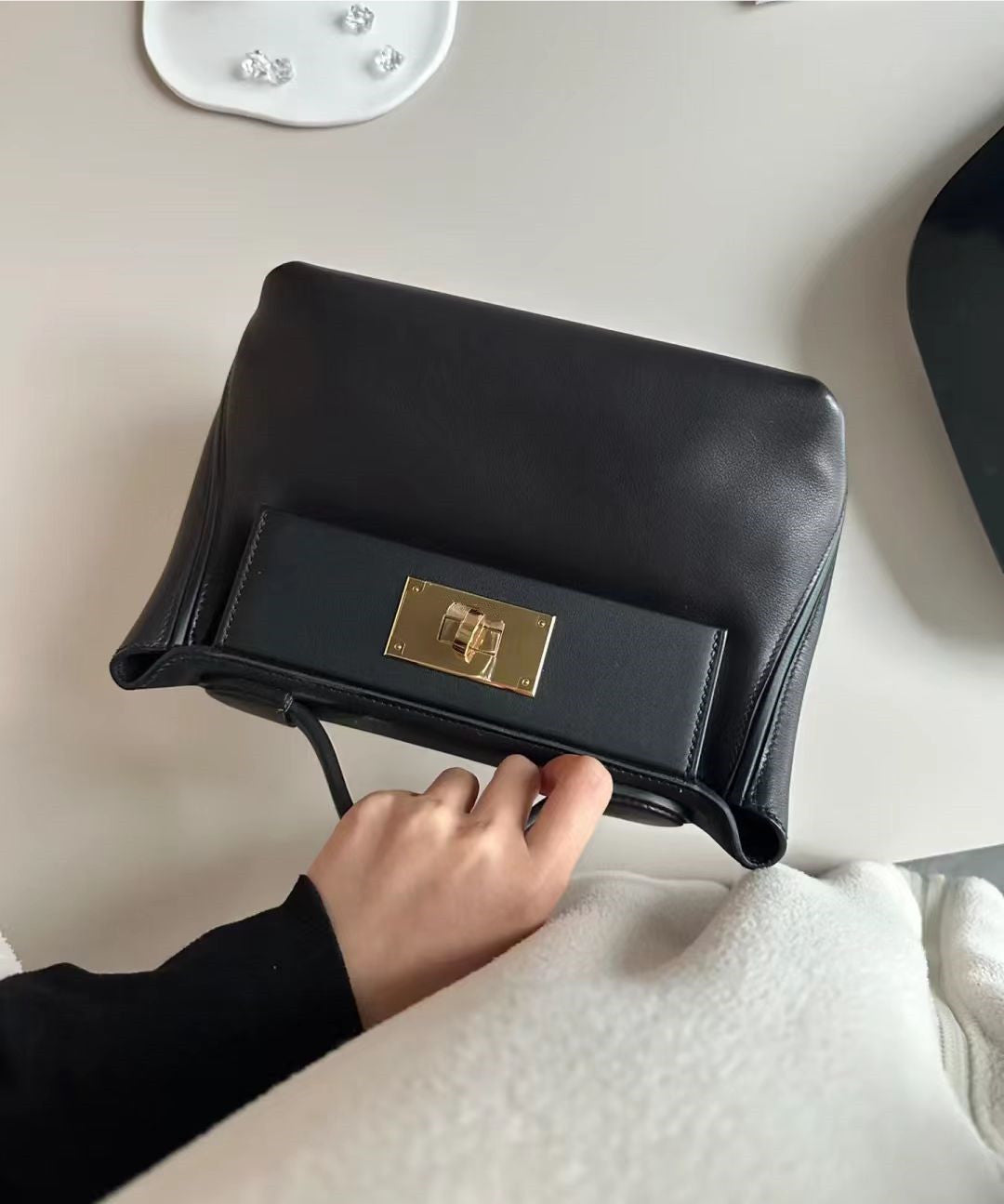 Women's Genuine Leather Kelly Single Dumpling Large Handbags