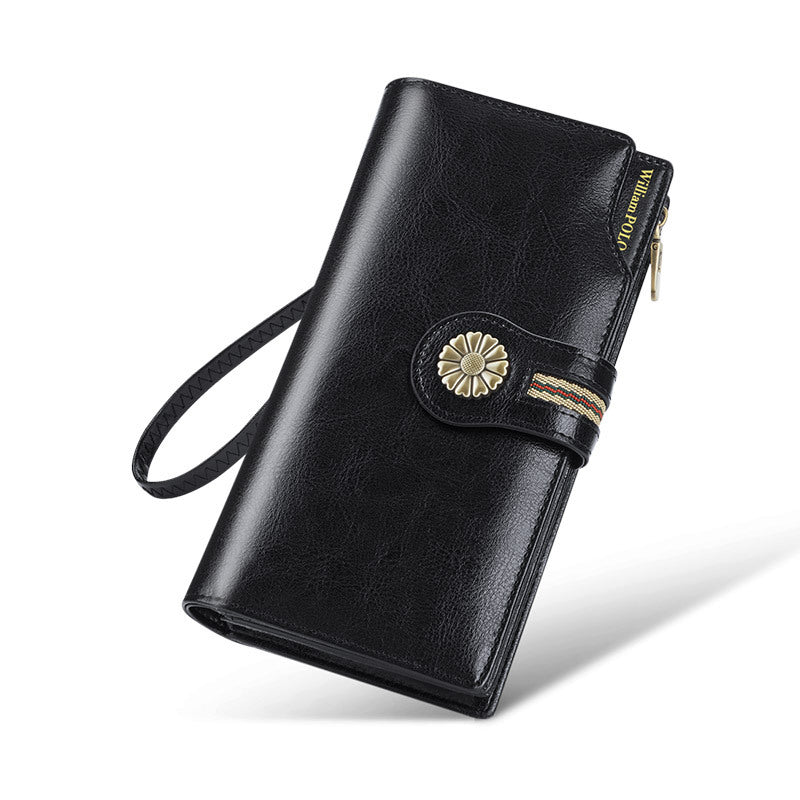 Women's Paul High-grade Leather Long Cowhide Swiping Ladies Wallets