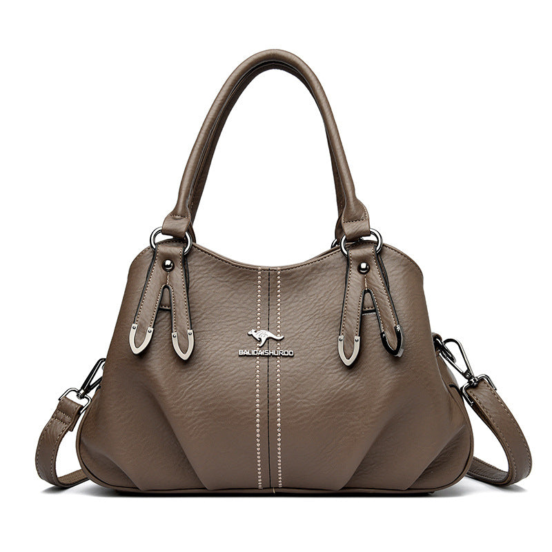 New Women's Luxury Soft Leather Solid Handbags