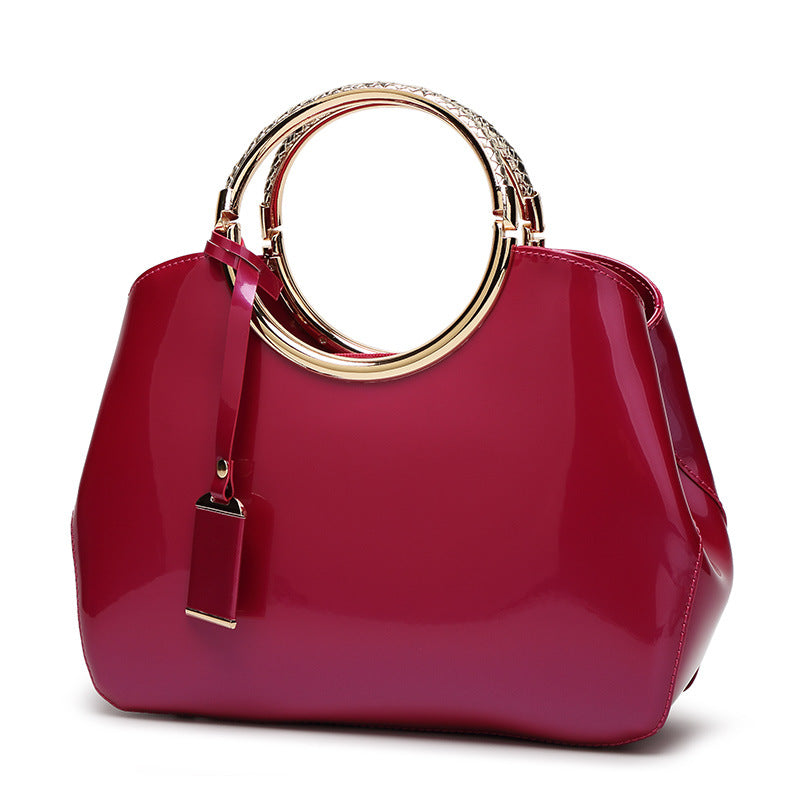 Women's Fashion Wedding Shiny Patent Leather Hanging Handbags
