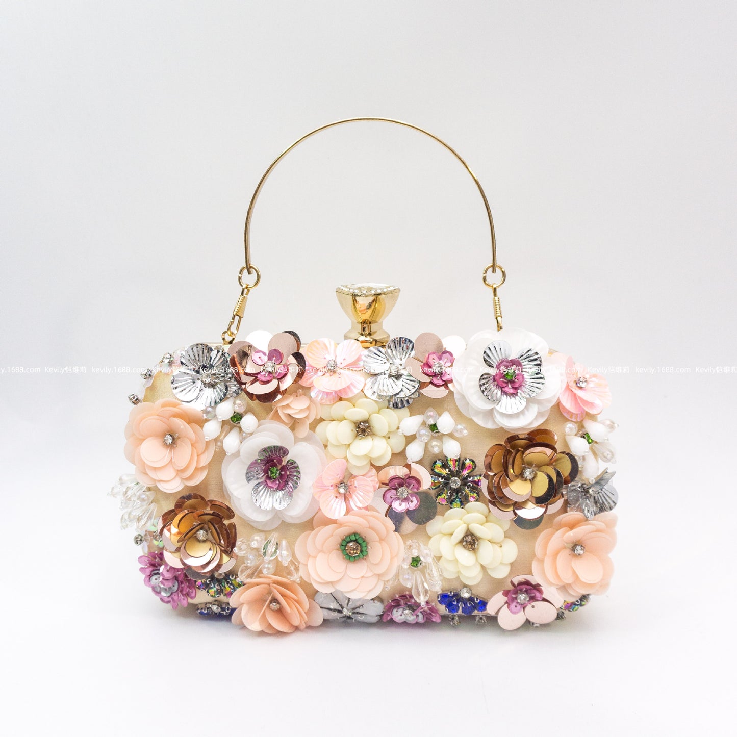 Kai Colorful Crystals Sequin Flower Dinner Hand Carrying Cheongsam Evening Bags