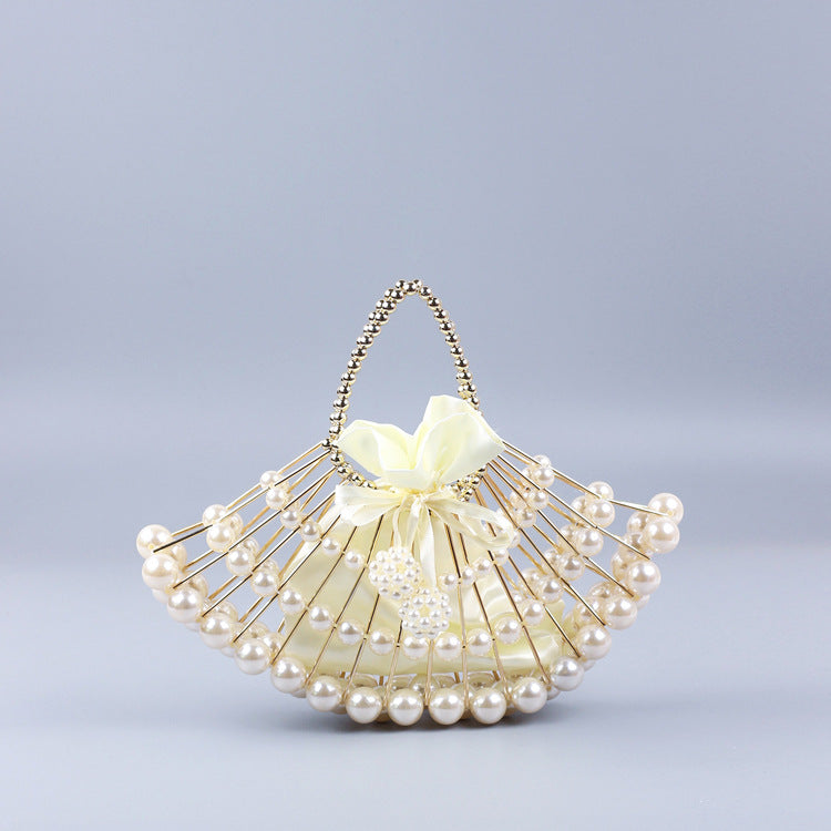 Women's Tube Beaded Fan-shaped Dinner Clutch Hand-woven Handbags