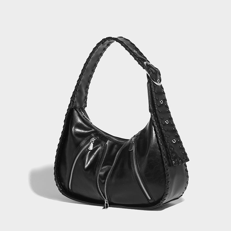 Women's Woven Portable Retro Underarm High-grade Pleated Handbags
