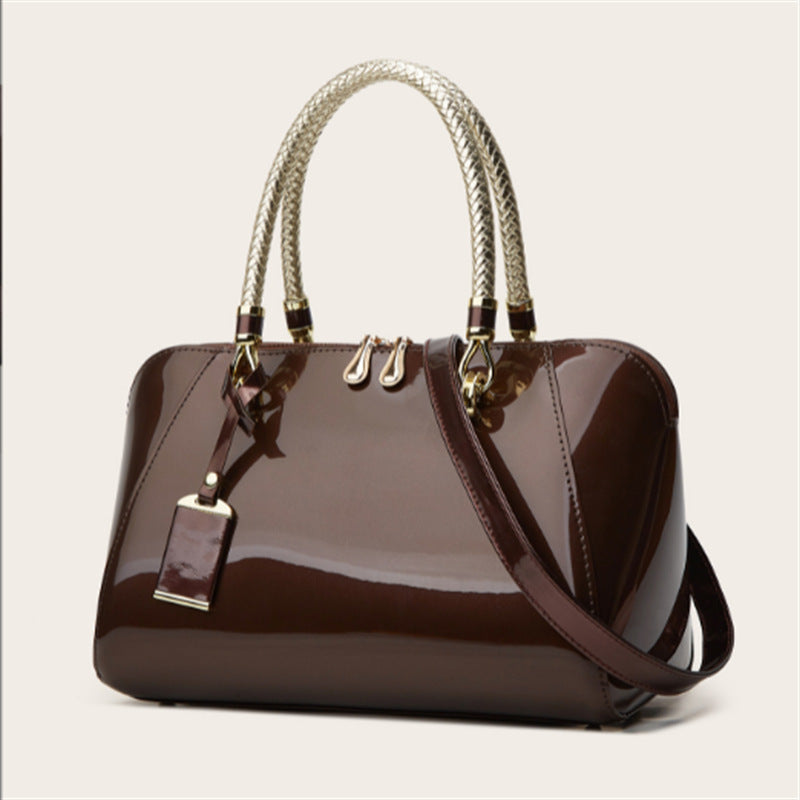 Women's Glossy Bridal Versatile Patent Leather Textured Handbags