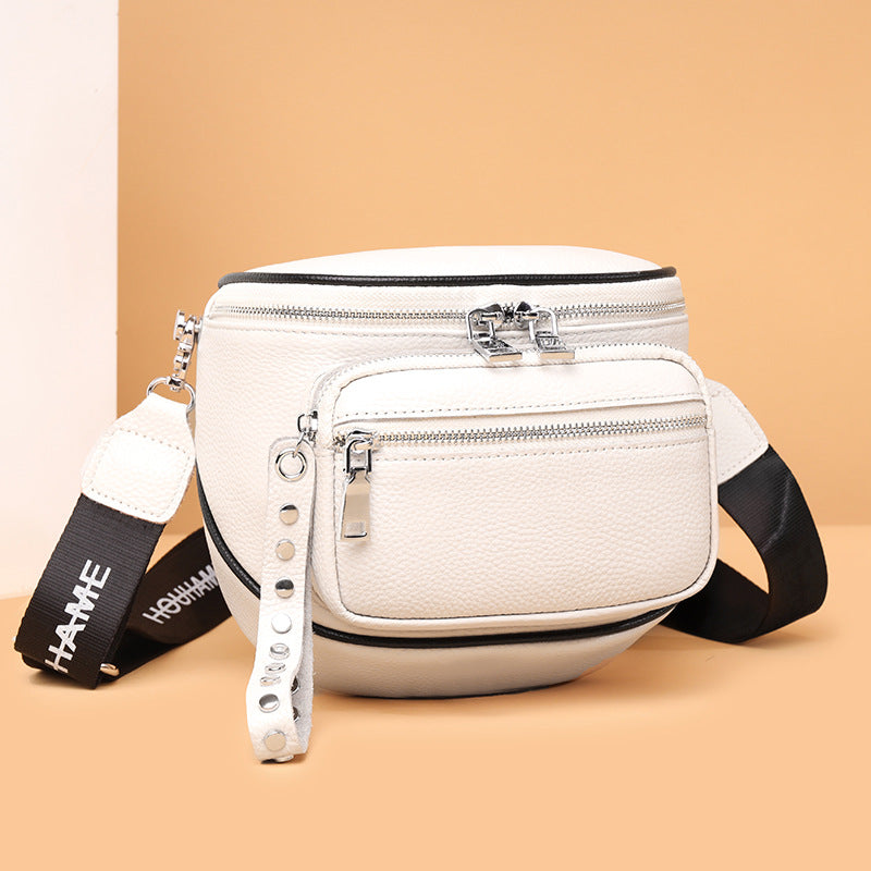 Women's Genuine Leather Fashion Saddle Black First Crossbody Bags