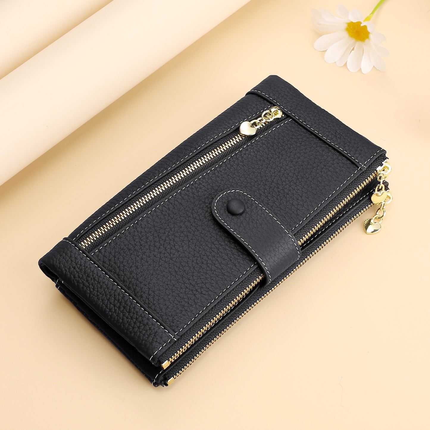 Multifunctional Fashion Top Layer Leather Two-fold Ladies Wallets