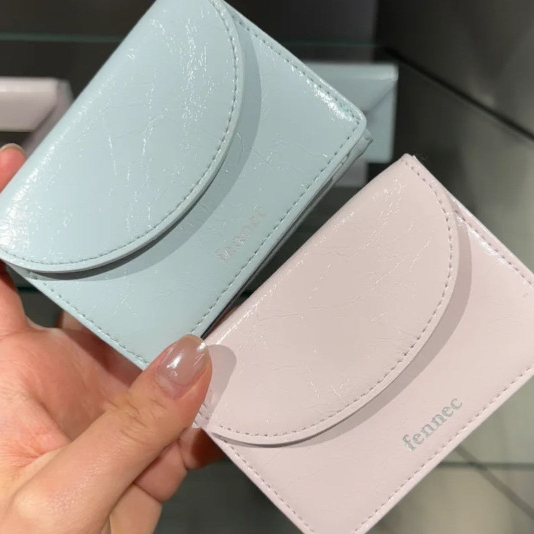 Semicircle Three Cute Folding Cowhide Cash Ladies Wallets