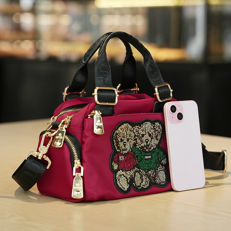 Women's Popular Portable Design Bear Boston Crossbody Bags