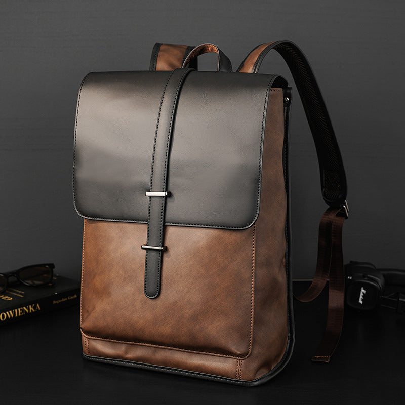 Men's Korean Retro Crazy Horse Large Capacity Backpacks