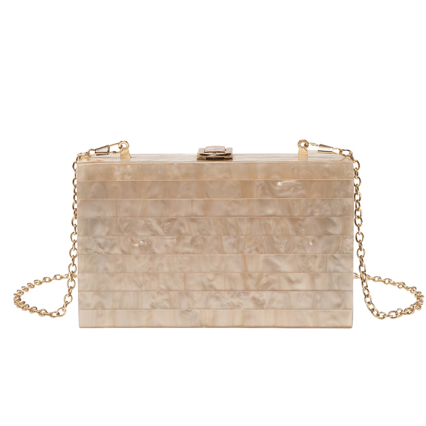 Dinner Fashion Striped Stitching Pearlescent Acrylic Handbags