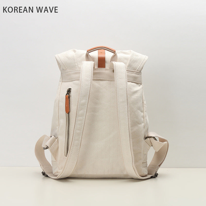 Women's & Men's & Canvas Leather For Solid Color Backpacks